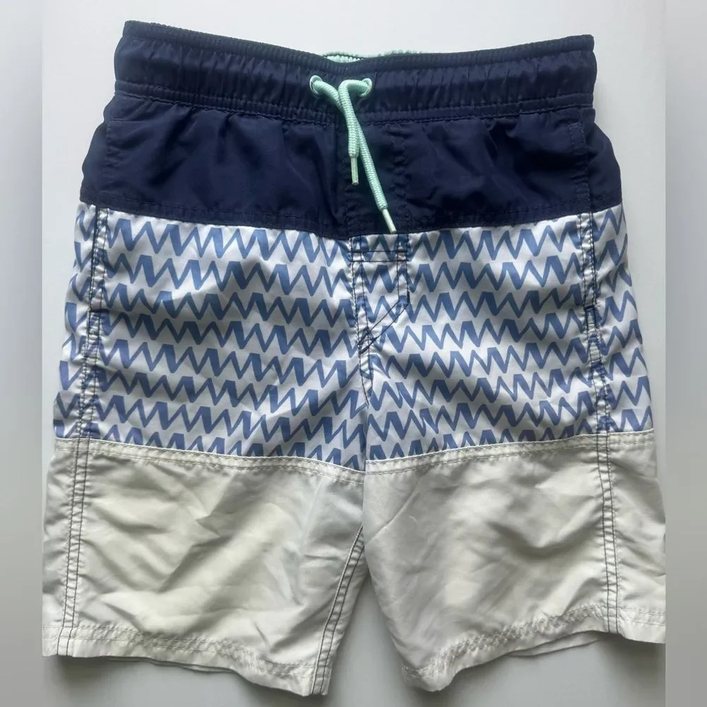 Cat & Jack navy blue/ white lined swim trunks size Medium
